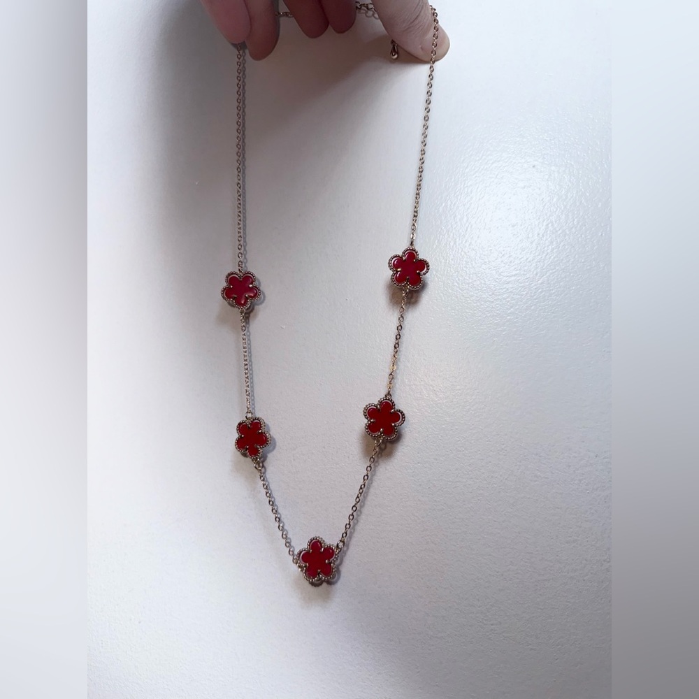 Elegant Red Flower Necklace